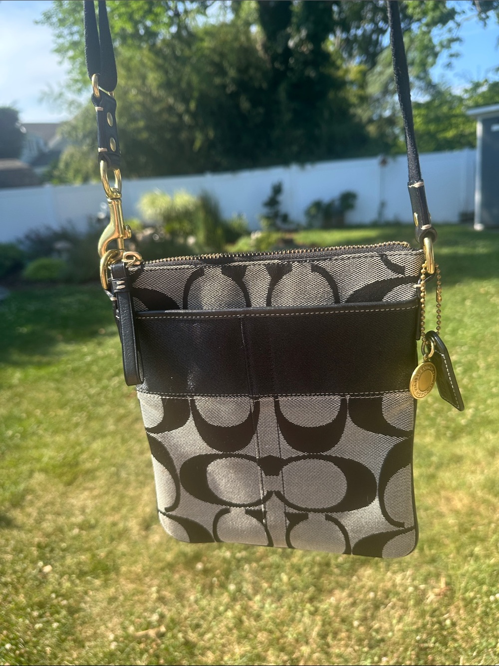 Coach Striped Signature Canvas Crossbody
